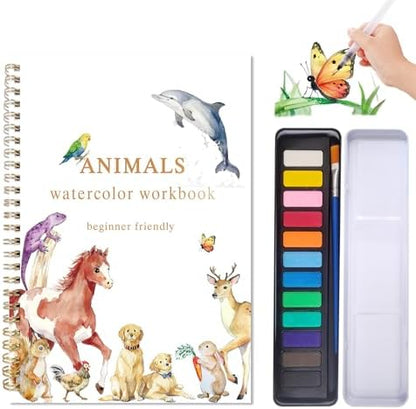 Animals Watercolor Workbook, Watercolor Painting Book Kit by CTANCIFANG