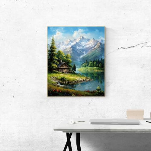 Mountain Paint By Numbers Kit For Adults Landscape Adult Paint By Number Kits Canvas Painting Kit For Beginner Adults' Paint-By-Number Kits Oil Painting Kits For Gift Home Wall Decor 16x20 Inch - Image 4
