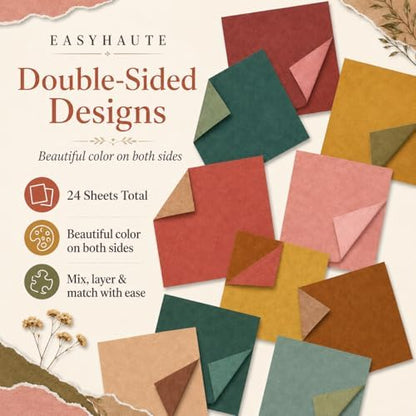 Boho Scrapbook Paper Pad 6x6 Double Sided, Bohemian Patterned Paper Pack - Decorative Craft Cardstock & Scrapbooking Supplies for Card Making, Junk Journal Ephemera, Mini Albums - Image 3
