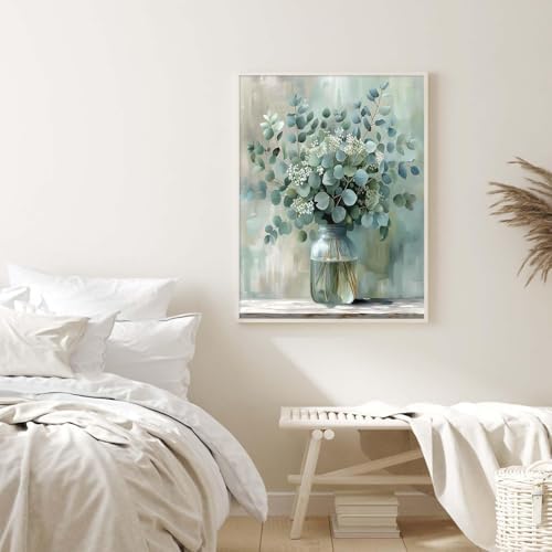 Alptiny Beautiful Eucalyptus Paint by Numbers Kit for Adults Beginner, Vase Plants Paint by Number Kits on Canvas, Flower Oil Painting Kit for Home Decor or Gift - 16x20 Inch - Image 4