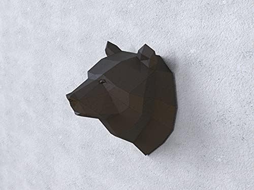 Grizzly Trophy Paper Sculpture,Pre-cut DIY Papercraft Kit,Handmade Bear Figurine, Color,Low Poly Wall Decor,All Accessories Included - Image 3