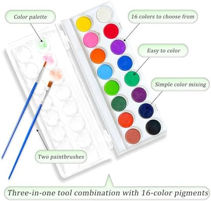 Watercolor Workbooks, 16 Colors Water Color Books Paint Set for Adults, Watercolor Coloring Book for Beginners, Water Color Workbook, 15 Beautiful Paintings for Beginners (Animals) - Image 4