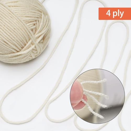 NICEEC 300g Soft Assorted Colors Yarn 100% Acrylic 870yds -Cream White - Image 3