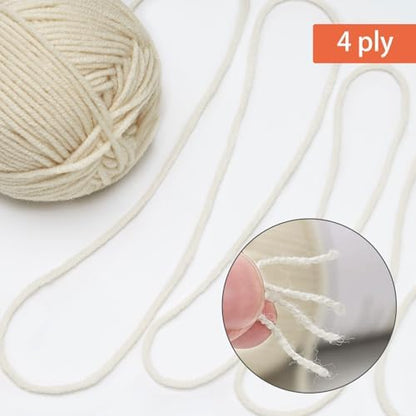 NICEEC 300g Soft Assorted Colors Yarn 100% Acrylic 870yds -Cream White - Image 3