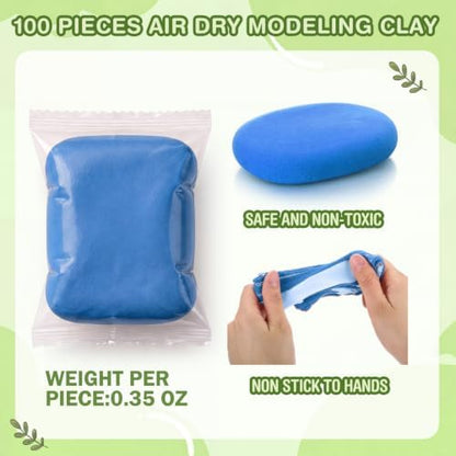 Air Dry Clay Bulk, Modeling Clay for Kids, 100 Pcs, Blue - Image 2