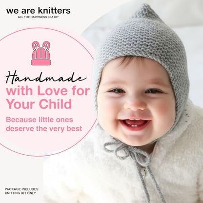 We Are Knitters Titi Hood Kit | Beginner Knitting Gift Kit | Soft Baby Alpaca Flat Knit Bonnet | Cozy Handmade Winter Baby Hood Warm Cozy Gift Set DIY - Image 2