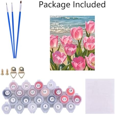 ACIOPPL Paint by Numbers for Adults Beginner Pink Tulip Flower 16 x 20 Inch - Image 6