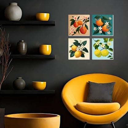 4 Pack Framed Paint By Numbers Kit for Adults Beginner Fruit Adult Paint By Number Kits on Canvas Green Plant Painting By Numbers for Adults with Frame Diy Painting Kits for Home Wall Art 8x8 Inch - Image 3