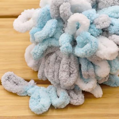 JubileeYarn Fun Finger Loops Yarn - Blue Grey White - 3 Skeins - Image 3