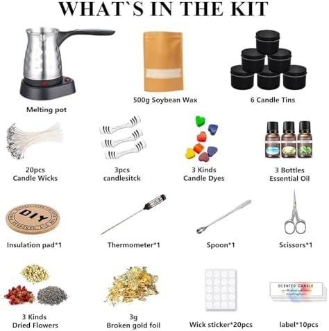 Alianm Candle Making Kit Complete Candle Making Kit with Soy Wax, Wicks & Melting Pot - Image 2
