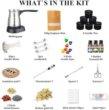 Alianm Candle Making Kit Complete Candle Making Kit with Soy Wax, Wicks & Melting Pot - Image 2