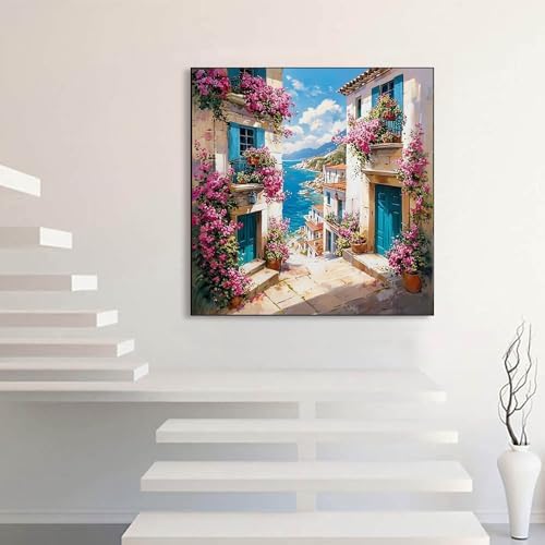 Niazidier Adults Street Paint by Number Kits,Painting by Number Kits on Canvas,Large Color by Numbers Adult Watercolor Gifts for Friends Wall Decor (Street) - Image 7