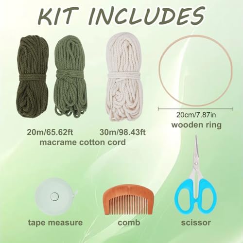 PLIGREAT DIY Leaf Dream Catcher Macrame Kit Adults Beginners Boho Dream Catcher Macrame Knotting Ornament Kit for Bedroom Living Room Office Apartment Wall Hanging Decor, Instructions Included - Image 2