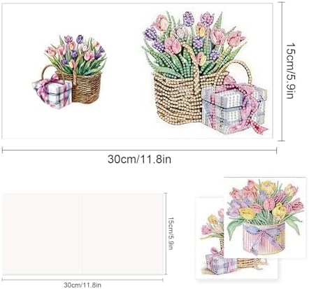 TDFERAN Diamond Painting Blank Greeting Card Set of 6 Greeting Cards Tulip Birthday Greetings Sympathy Card Party Invitations All Occasion Shower Wedding Cards for Holiday Greetings - Image 2