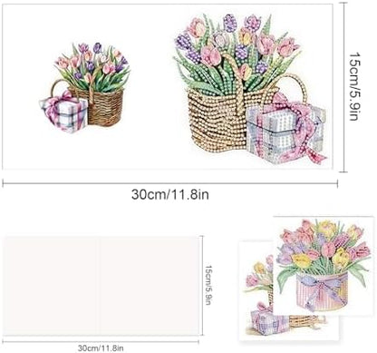TDFERAN Diamond Painting Blank Greeting Card Set of 6 Greeting Cards Tulip Birthday Greetings Sympathy Card Party Invitations All Occasion Shower Wedding Cards for Holiday Greetings - Image 2