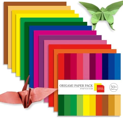 6x6" Origami Paper,50Sheets Double Sided Colored Paper,Square Craft Paper by Mifuner
