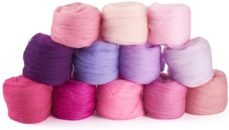 12 Colors 60G Purple Needle Felting Wool Roving, DIY Craft Spinning Fibre Wool Roving for Needle Felting, Chunky Handmade Yarn for Beginners DIY Hand Spinning, Weaving and Blending - Image 2