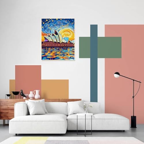Sydney Opera House Paint by Numbers Kit for Adults Beginner Starry Night Oil Painting Kit Adult Paint by Number Kits on Canvas DIY Painting for Beginners Art by Numbers for Gifts Wall Decor 16x20 Inch - Image 4