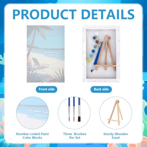 12 Set Paint by Numbers Kit for Adults Beginner with 8x12 In Ocean Painting - Image 4