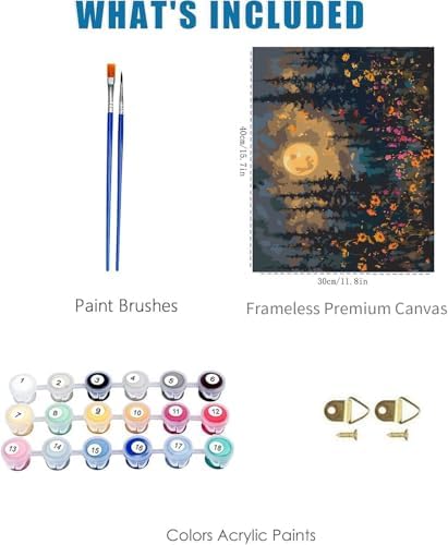 Tree Wildflowers Paint by Numbers Kit for Adults Canvas, Frameworkless - Image 3