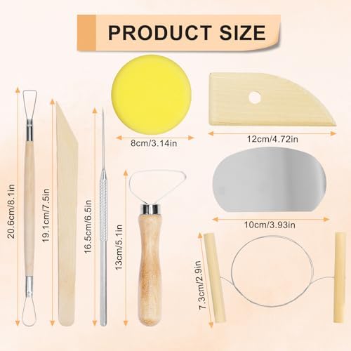 eZAKKA 8 Pcs Ceramic Pottery & Clay Sculpting Tools Set - Image 2