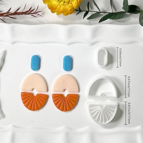 Xaekicr Polymer Clay Cutters Geometric Set – 3PCS Half Circle Clay Cutters with Texture Lines for Polymer Clay Jewelry, Clay Earring Cutters and Tools for Modern DIY Earrings and Crafts - Image 5