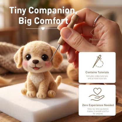 DIY Needle Felting Kit Cute Labrador Puppy – Needle Felting Starter Kit with Fiber Roving, Needles, Felting Pad & Instructions | Felted Animal Dog Kit for Beginners Adults | DIY Craft Gift - Image 6