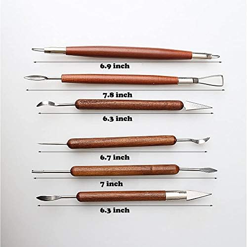 S & E TEACHER'S EDITION 6 Pcs Pottery & Clay Sculpting Tools, Double-Sided, Smooth Wooden Handles. (Pack of 2) - Image 2