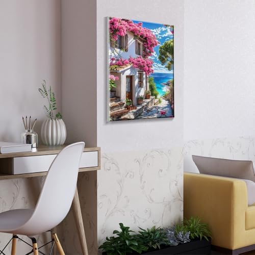 ATDMS Paint by Numbers Kit for Adults with Frame Landscape Paint by Number with Easel DIY Flowers House Adult Paint by Number Kits Paint by Numbers Kit on Canvas for Gift Home Wall Decor 8x12 Inch - Image 5