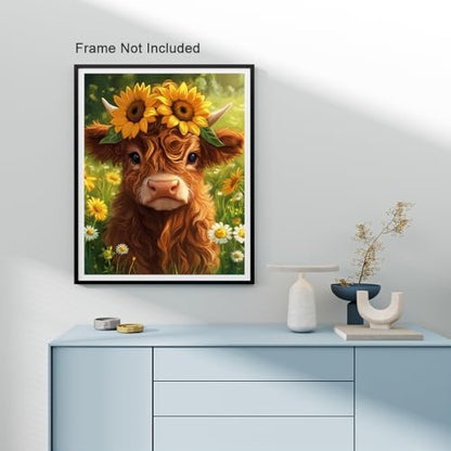 Natuyalo Cattle Paint By Numbers Kit for Adults Beginner Sunflower Adult Paint by Number Kits on Canvas Flowers Animals Acrylic Painting Kit Adults' Paint-By-Number Kits Home Wall Decor 16x20 inch - Image 3