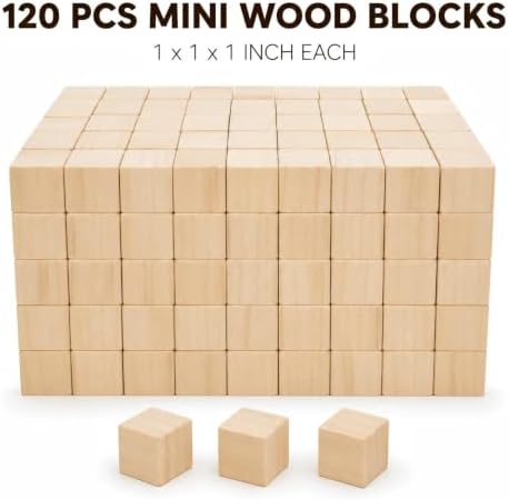 120 Pack Unfinished Wood Blocks, 1 Inch Solid Wood Cubes for Crafts - Image 2