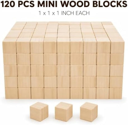 120 Pack Unfinished Wood Blocks, 1 Inch Solid Wood Cubes for Crafts - Image 2