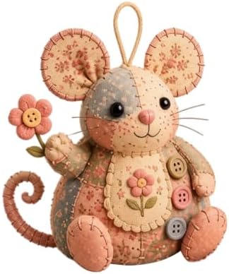 TREBIN Patchwork DIY Sewing Kit for Adults Beginners, Animal Craft Kits, Handmade Beaded Fabric Cover, Sewing Craft Kit for Home Decor Keychain Tissue Box Cover (Patchwork Mouse DIY Kit) - Image 2