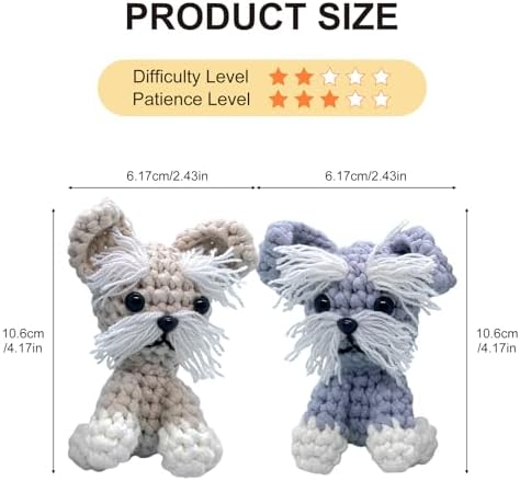 Dog Crochet Kit for Beginners, Learn Crochet Animal Kit, Include Video Tutorial & Manual, Easy Knitting Yarn for Adult, DIY Holiday Birthday Gift Idea(2pack Schnauzer Puppy) - Image 4
