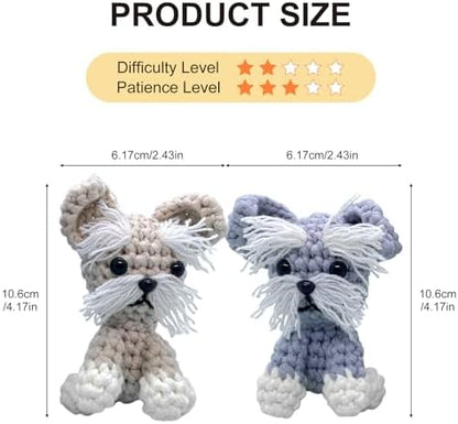 Dog Crochet Kit for Beginners, Learn Crochet Animal Kit, Include Video Tutorial & Manual, Easy Knitting Yarn for Adult, DIY Holiday Birthday Gift Idea(2pack Schnauzer Puppy) - Image 4