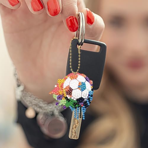 HuamuTech 5 Pcs/6 Pcs/8 Pcs Full Drill Keyring Special Shape Double Sided Diamond Art Keychain for Beginners Birthday Craftin - Image 2