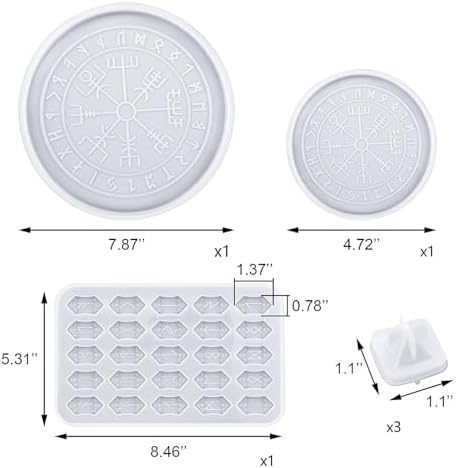 WANDIC Set of 6 Silicone Rune Tray Rune Stones Resin Molds, Rune Divination Resin Mold, and Divination Card Astrology Compass Resin Mold for DIY Craft Jewelry Game Making - Image 2