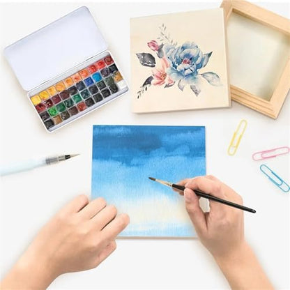 DIY Frame Kit 6Pcs Unfinished Square Wood Panels,4x4/10x10cm,Blank Wooden Canvas Cradled Painting Boards for Drawing,Wood Burning DIY Arts - Image 4