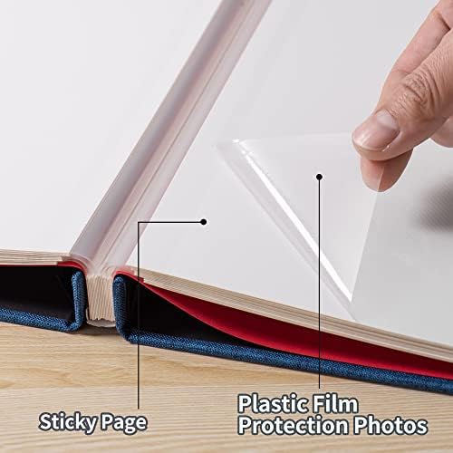 Blue Photo Album Self Adhesive Scrapbook Album for 4×6 Photos/Pictures DIY Linen Cover Album 15 Sheets/30 Blank Pages for Family Wedding, Birthday, Christmas, Anniversary - Image 3