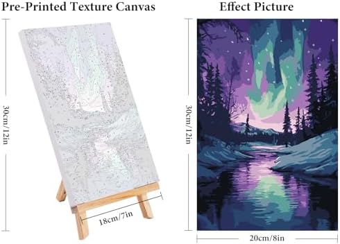 4 Pack Framed Paint by Numbers Kit for Adults Aurora with Wooden Easel - Image 3