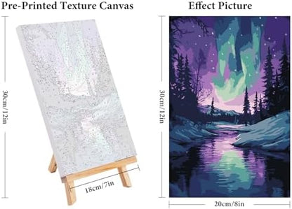 4 Pack Framed Paint by Numbers Kit for Adults Aurora with Wooden Easel - Image 3