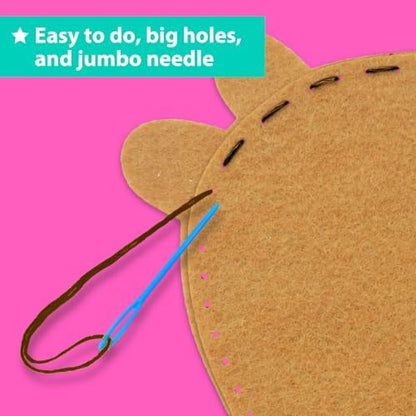 KRAFUN Beginner Sewing Kit, Sew Capybara & Orange, Pre-Cut Felt, Ages 5+ - Image 4
