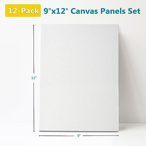 KEFF 12-Pack Bulk Canvas Boards, 9x12 Canvas for Acrylic, Oil, Watercolor, Tempera - 100% Cotton Primed Painting Canvas - Image 2