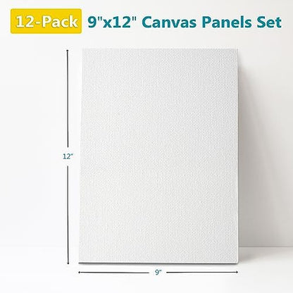 KEFF 12-Pack Bulk Canvas Boards, 9x12 Canvas for Acrylic, Oil, Watercolor, Tempera - 100% Cotton Primed Painting Canvas - Image 2