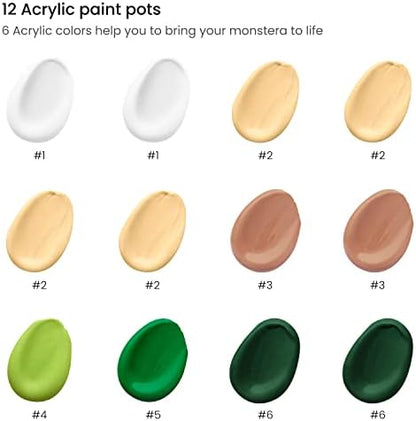 ARTEZA Monstera Paint by Numbers for Adults, 12 x 16 in, 21-Piece Kit - Image 2