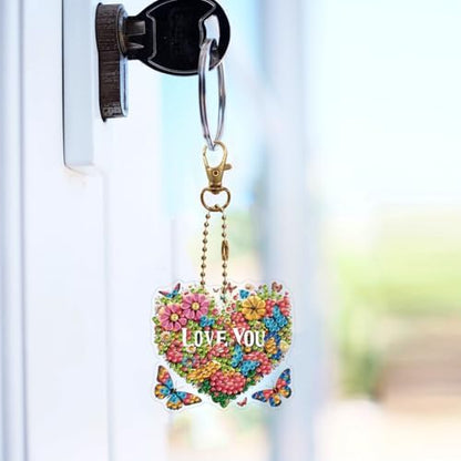 HuamuTech 5 Pcs/6 Pcs/8 Pcs Full Drill Keyring Special Shape Double Sided Diamond Art Keychain for Beginners Birthday Craftin - Image 3
