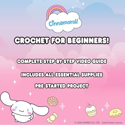 Hello Kitty® and Friends Crochet Kit – Cinnamoroll™ Bag Charm, Sanrio Crochet Kit for Beginners with Yarn, Starter Hooks, Step-by-Step Tutorials, DIY Craft, Great Teen Gifts - Image 5