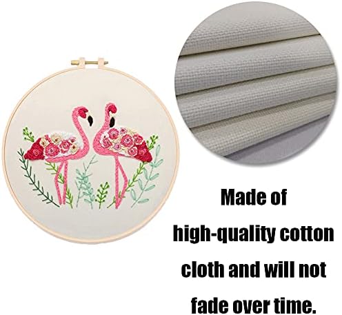 YANCAIYUNL Embroidery Kit for Beginners Flamingo Cross Stitch Embroidery Starter Kit DIY Handmade Needlework for Adults Beginner Tool Kit - Image 3