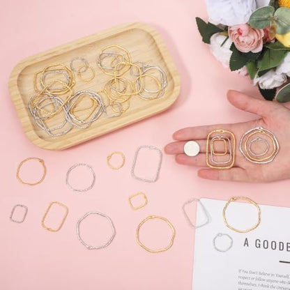 48 Pcs Alloy Open Back Bezel Pendants, 6 Styles Hollow Frame Pendants Ring for Resin Jewelry Making - Image 4