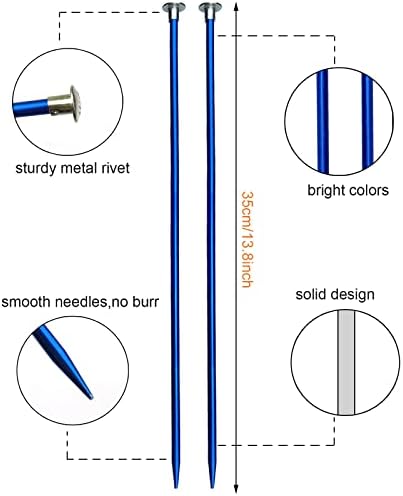 Mdoker 13.8 Inch Aluminum Knitting Needles,Colored Straight Single Pointed Metal Sweater Knitting Needle for DIY Knitting Projects,Size US 5(3.75mm) - Image 2